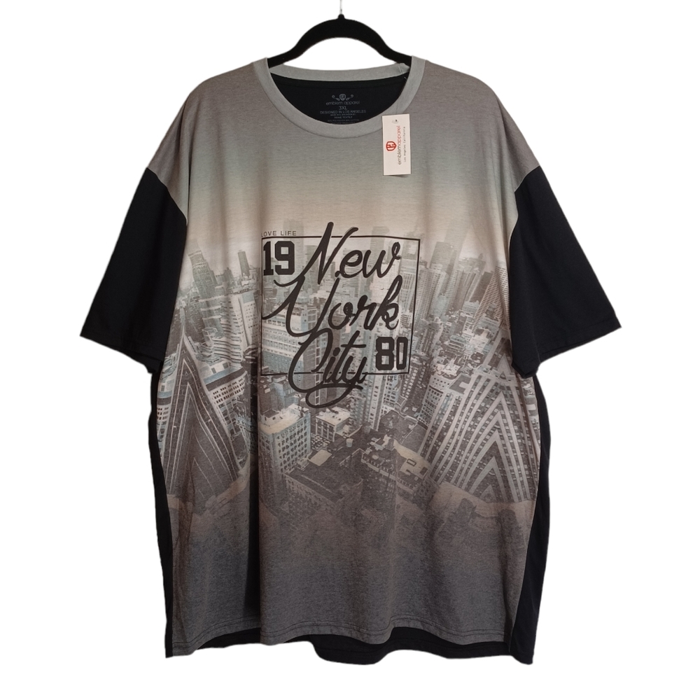 EMBLEM APPAREL New York City 1980 Gray Ombre Short Sleeve Black Shirt 3X NWT